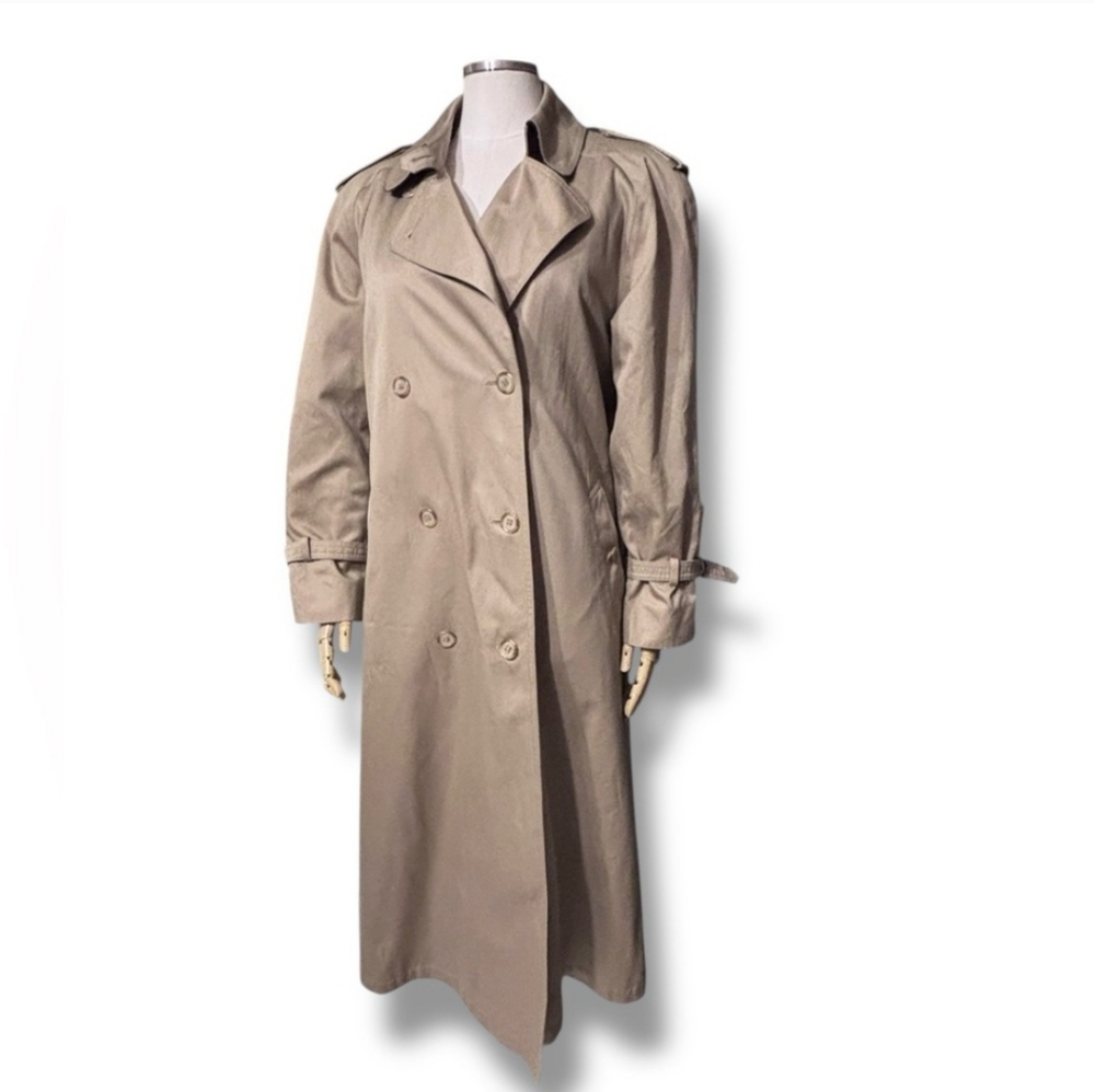 LONDON TOWNE Tan Double Breasted Trench Coat VINTAGE